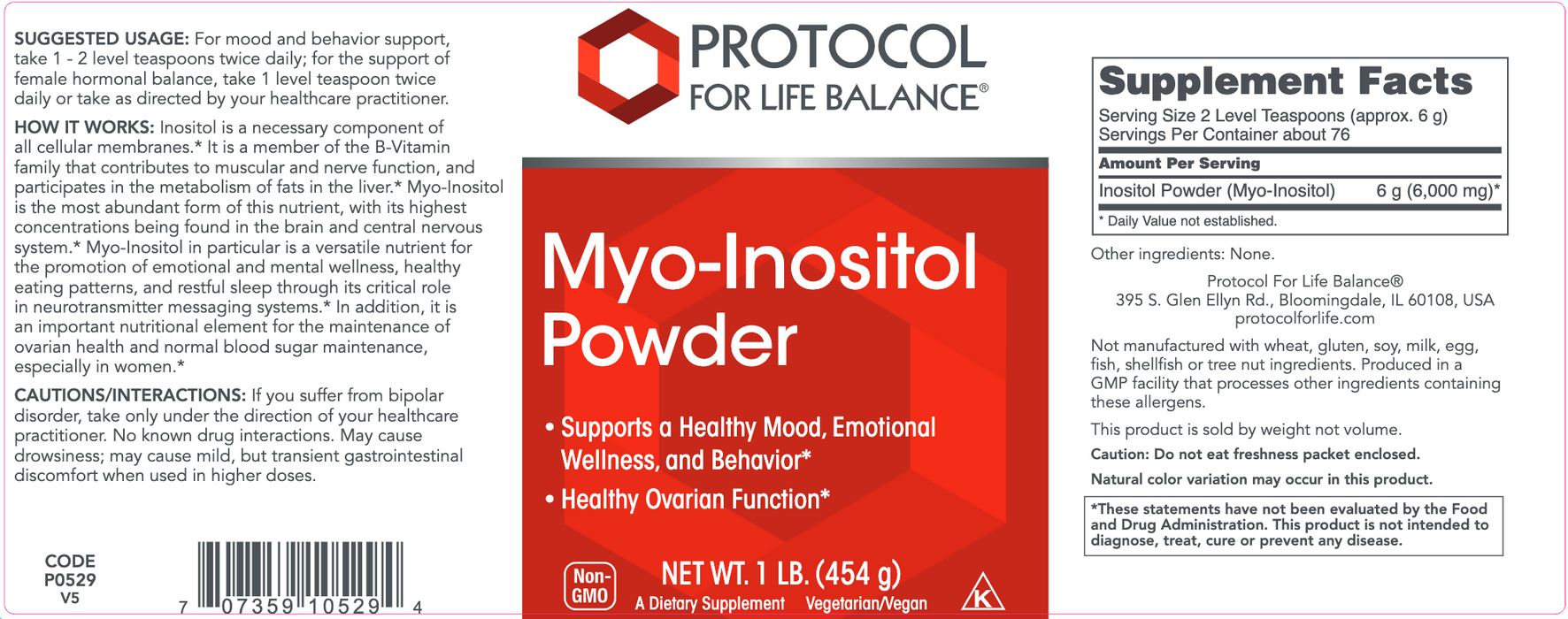 Myo-Inositol Powder (1 Pounds)