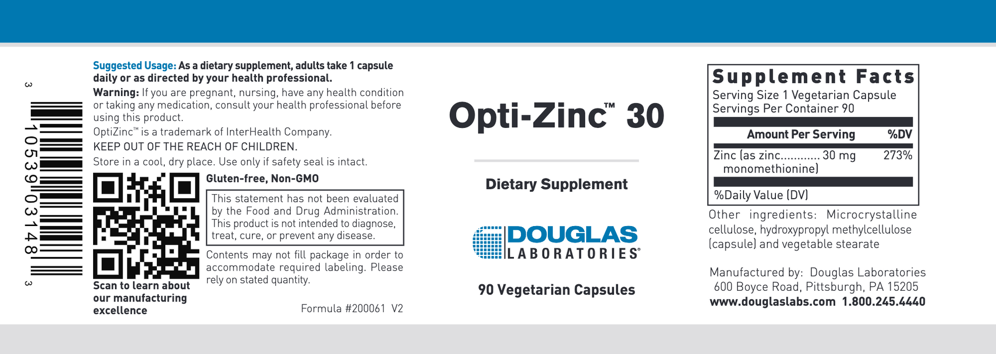 Opti-Zinc 30 (90 Capsules)-Douglas Laboratories-Pine Street Clinic