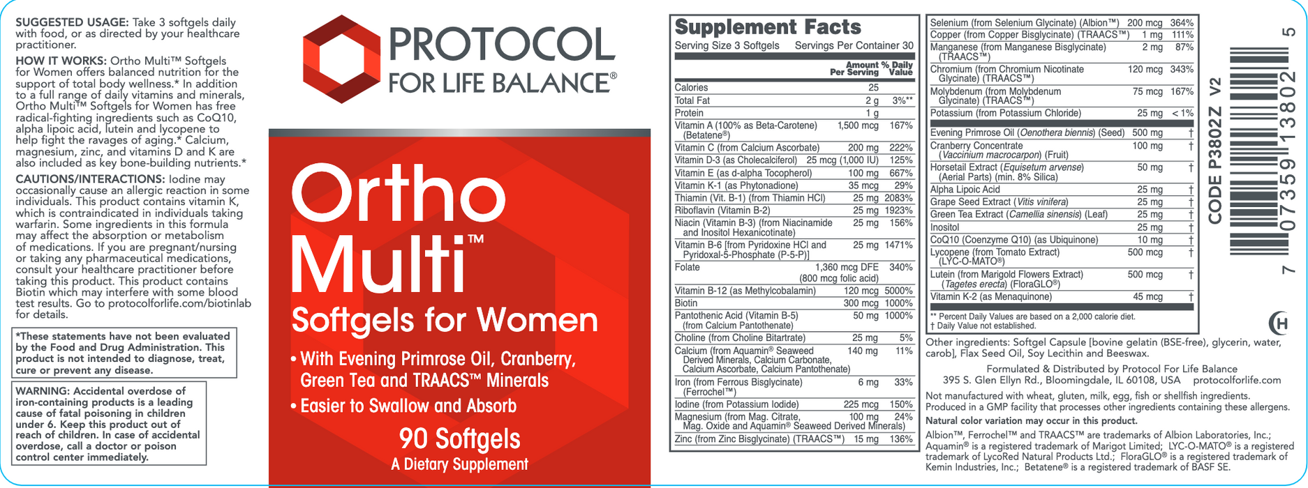 Ortho Multi For Women (90 Softgels)-Vitamins & Supplements-Protocol For Life Balance-Pine Street Clinic
