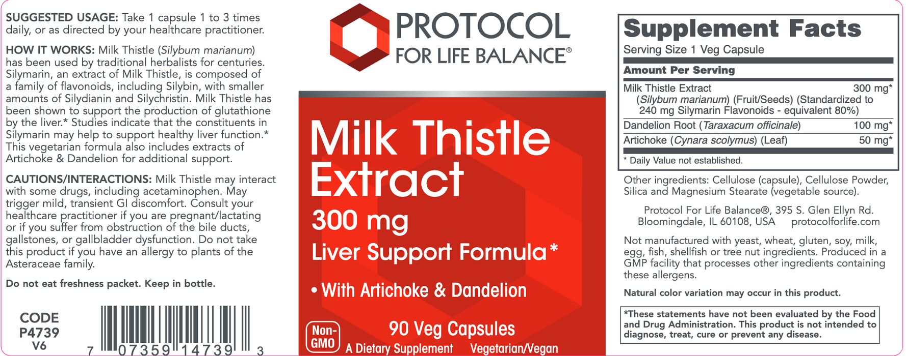 Milk Thistle Extract (90 Capsules)-Vitamins & Supplements-Protocol For Life Balance-Pine Street Clinic