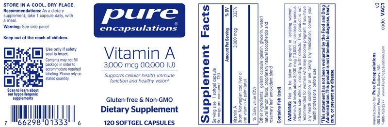 Vitamin A (3,000 mcg) (10,000 IU) (120 Softgels)