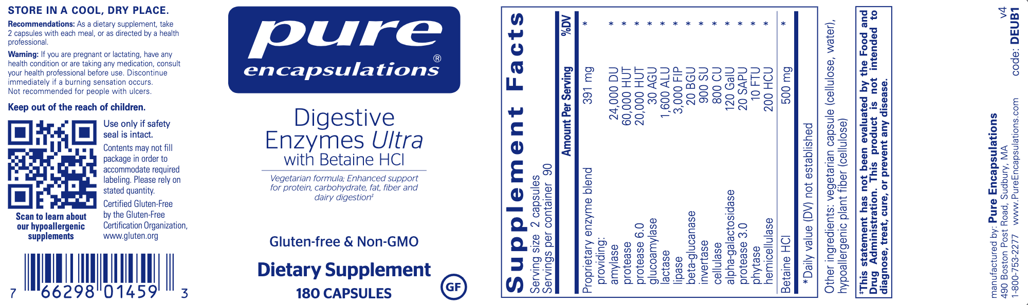 Pure Encapsulations - Digestive Enzymes Ultra with Betaine HCL — Pine ...