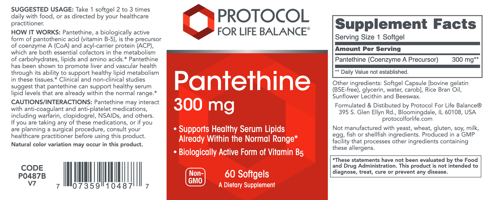 Pantethine (60 Softgels)-Vitamins & Supplements-Protocol For Life Balance-Pine Street Clinic