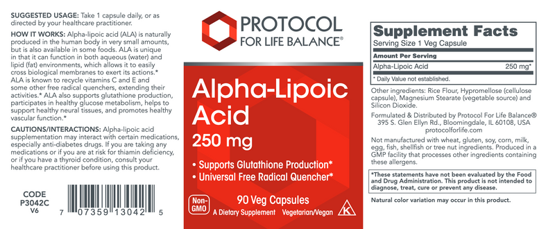 Alpha Lipoic Acid (250 mg) (90 Capsules)