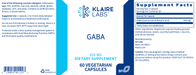 GABA (Gamma-aminobutyric acid) (60 Capsules)-Vitamins & Supplements-Klaire Labs - SFI Health-Pine Street Clinic