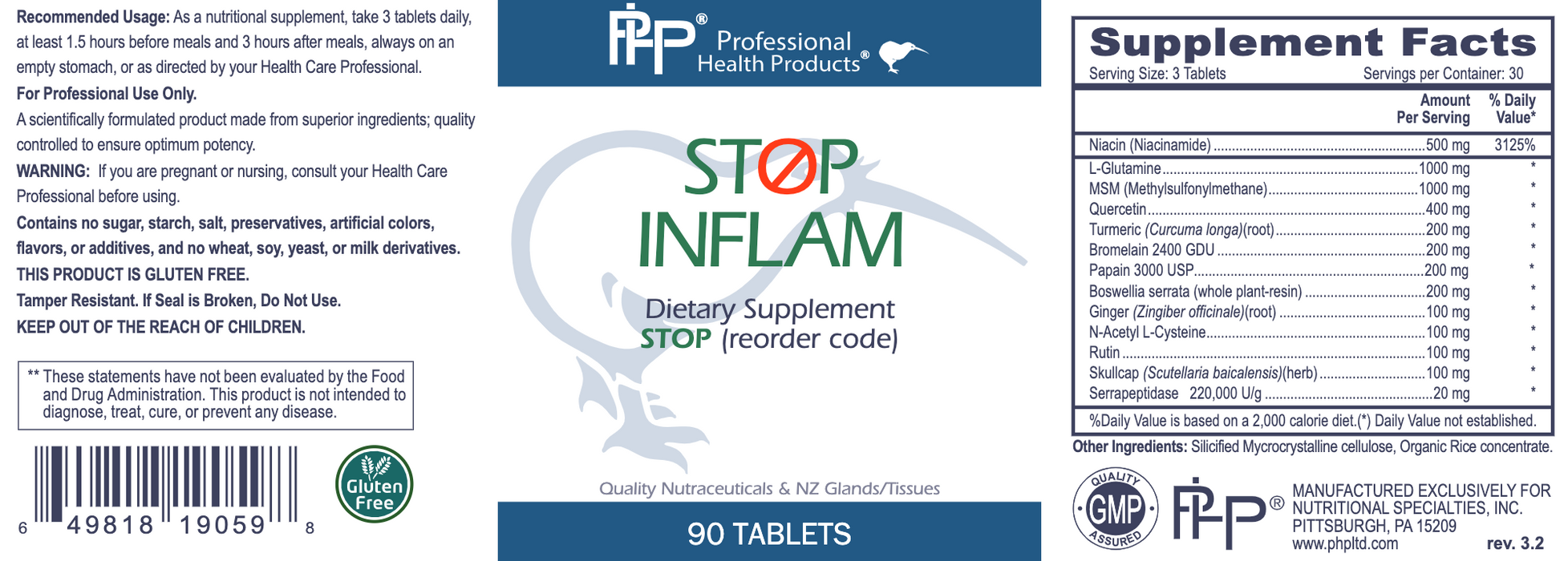 Stop Inflam (90 Tablets)-Professional Health Products-Pine Street Clinic