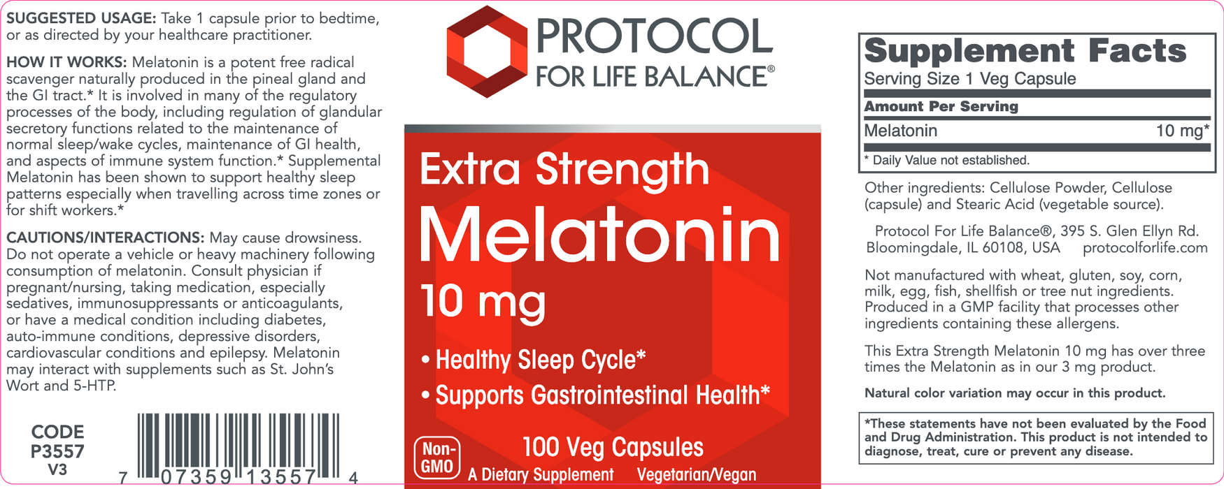 Melatonin-Vitamins & Supplements-Protocol For Life Balance-10 mg - 100 Capsules-Pine Street Clinic