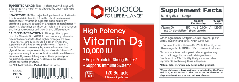 Vitamin D3 (10,000 IU) (120 Softgels)