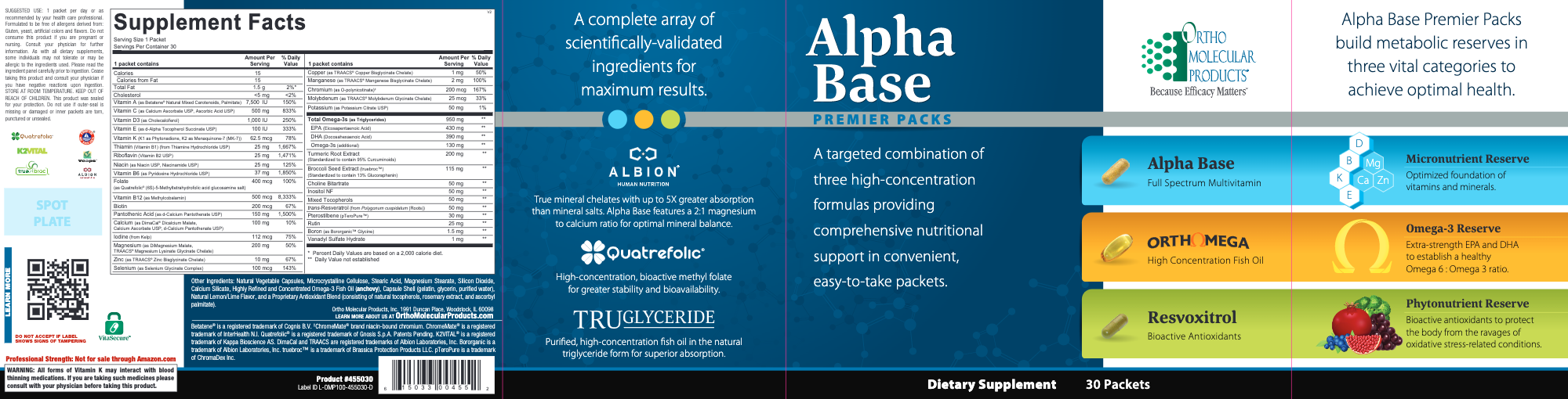 Ortho Molecular Products - Alpha Base Premier Packs — Pine Street Clinic