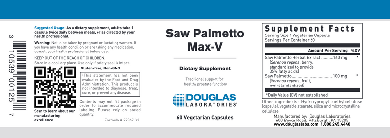 Saw Palmetto Max-V (60 Capsules)