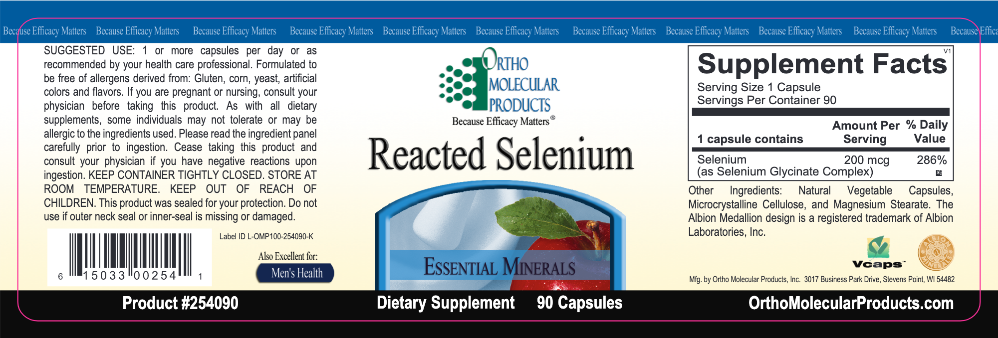 Reacted Selenium (90 Capsules)-Vitamins & Supplements-Ortho Molecular Products-Pine Street Clinic