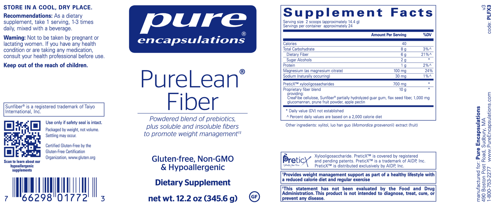PureLean Fiber (12.2 Ounces)-Vitamins & Supplements-Pure Encapsulations-Pine Street Clinic