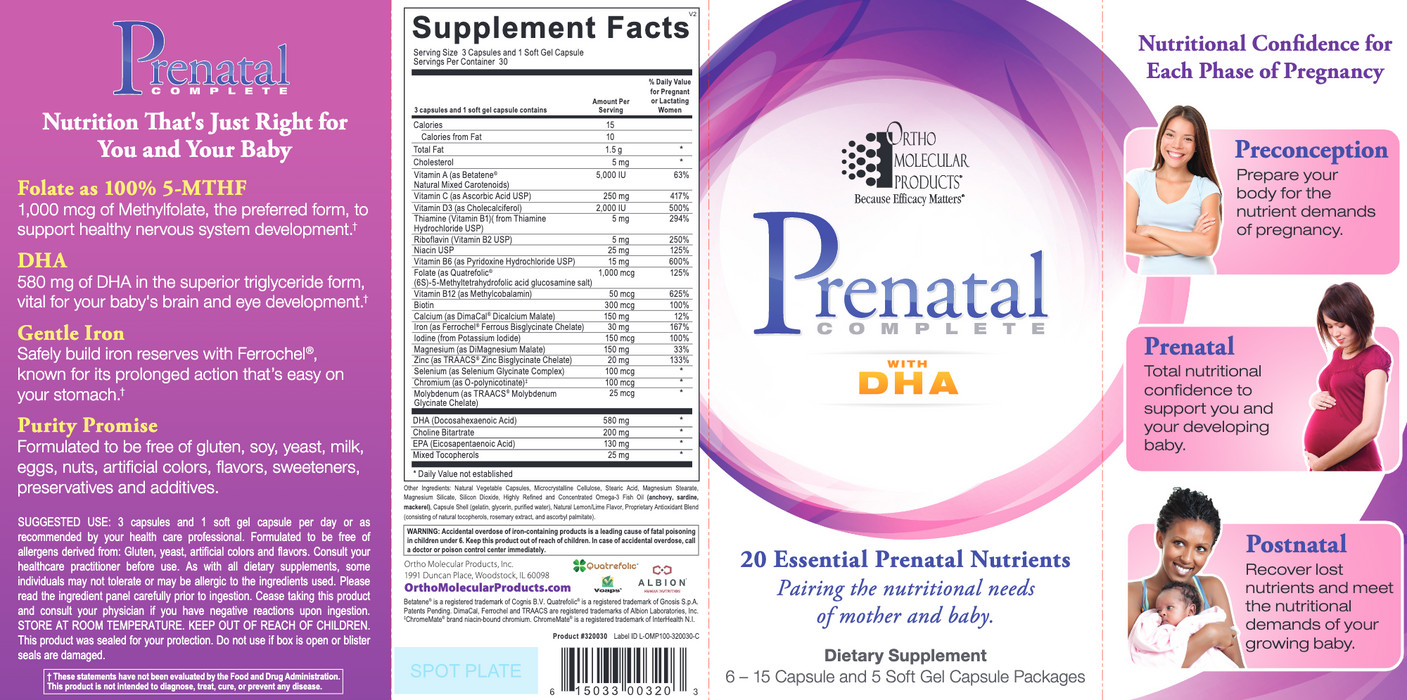 Prenatal Complete with DHA (30 Servings)-Ortho Molecular Products-Pine Street Clinic