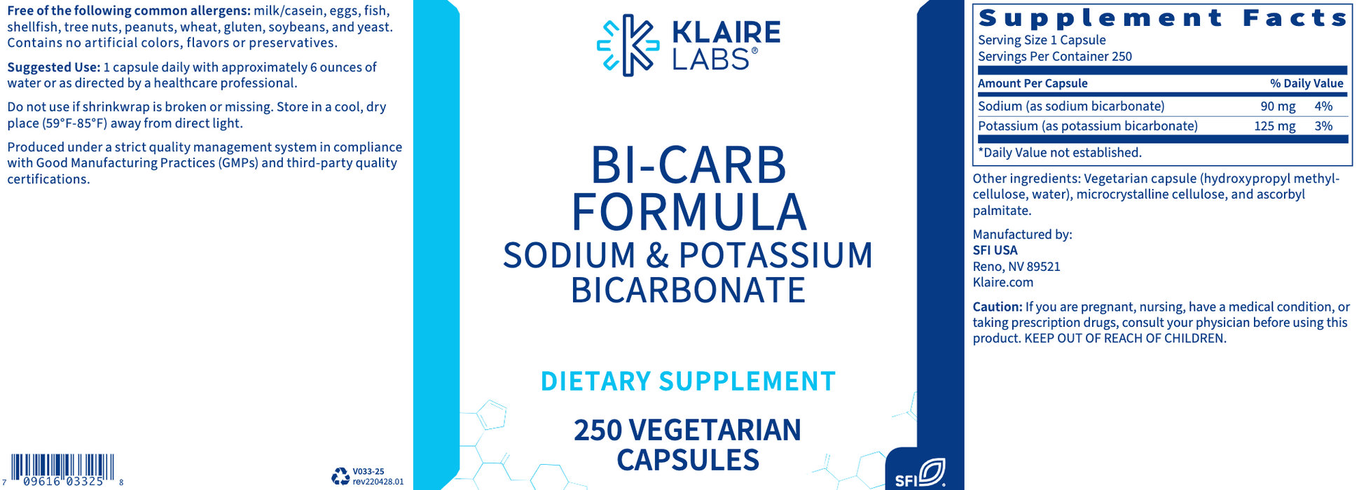 Bi-Carb Formula (250 Capsules)-Klaire Labs - SFI Health-Pine Street Clinic