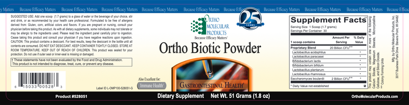 Ortho Biotic Powder (51 Grams)