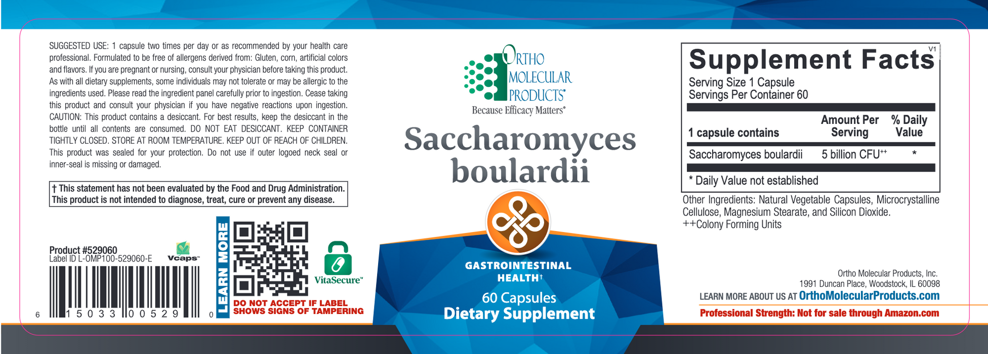 Saccharomyces Boulardii (60 Capsules)-Ortho Molecular Products-Pine Street Clinic