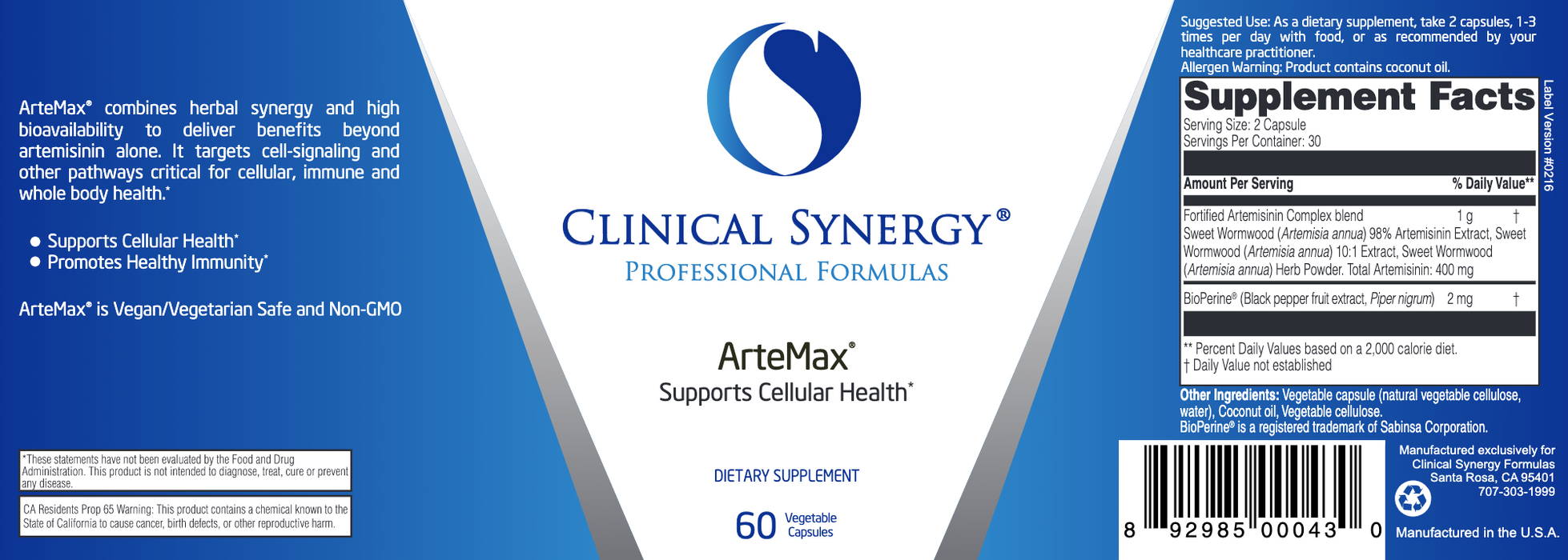 ArteMax (60 Capsules)-Vitamins & Supplements-Clinical Synergy-Pine Street Clinic