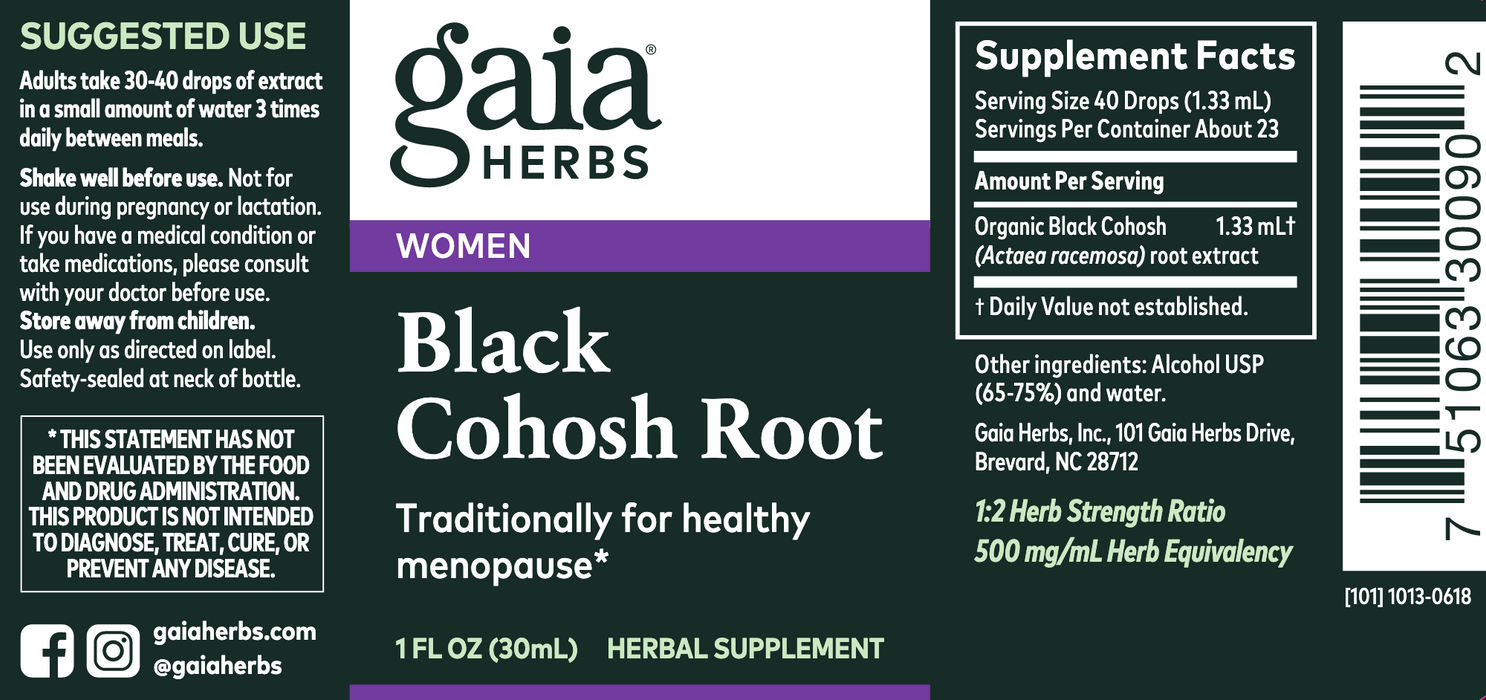 Black Cohosh Root (1 oz)-Vitamins & Supplements-Gaia PRO-Pine Street Clinic