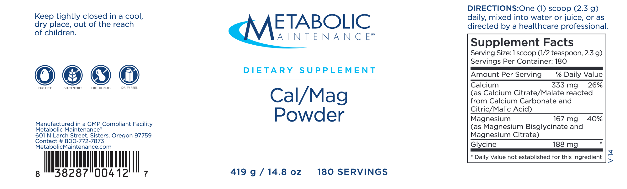 Cal/Mag Powder (419 Grams)-Vitamins & Supplements-Metabolic Maintenance-Pine Street Clinic