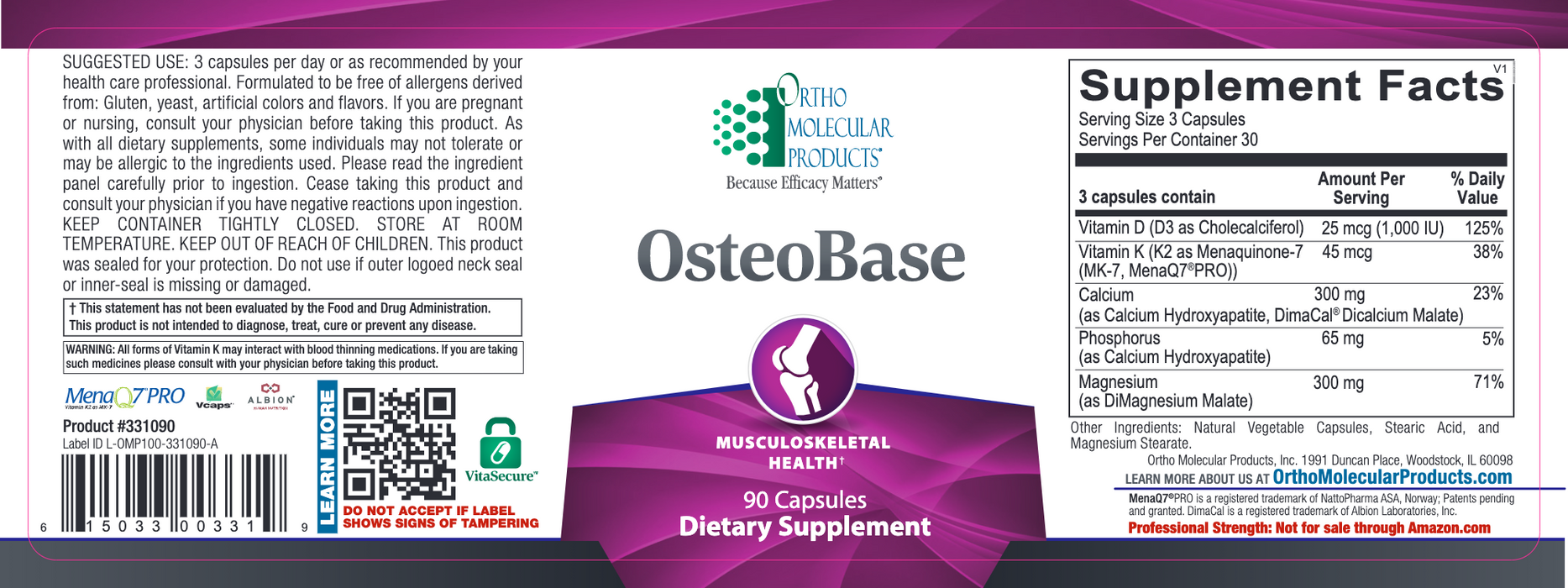 Ortho Molecular Products OsteoBase 90 Capsules — Pine Street Clinic
