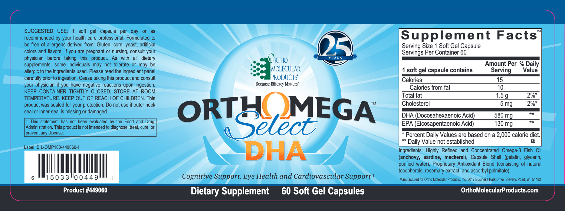 Ortho Molecular Products Orthomega Select DHA 60 Softgels — Pine