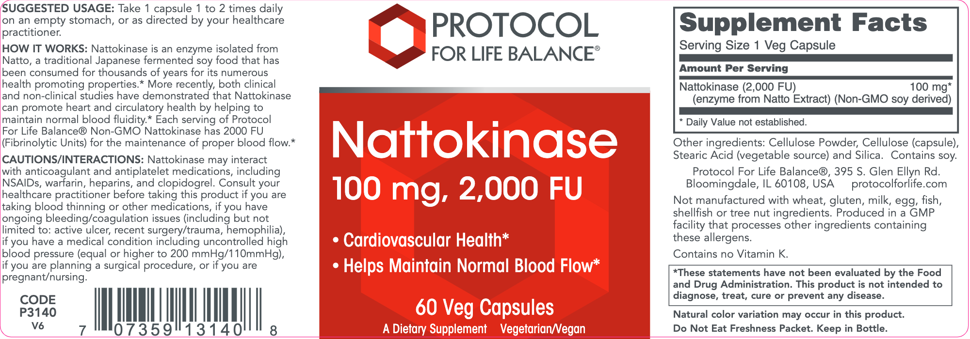 Nattokinase (60 Capsules)-Vitamins & Supplements-Protocol For Life Balance-Pine Street Clinic