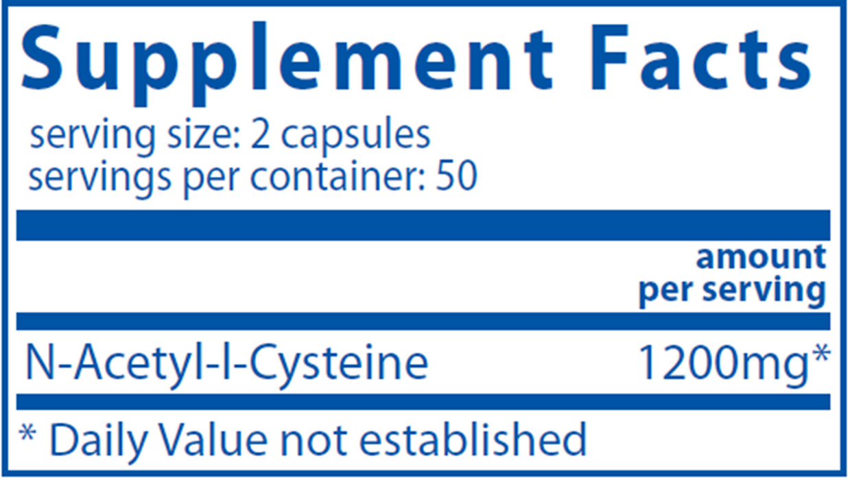 NAC (N-Acetyl-l-Cysteine) (600 mg) (100 Capsules)-Vitamins & Supplements-Vital Nutrients-Pine Street Clinic
