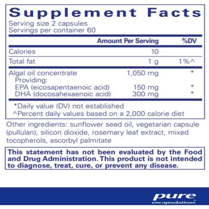 EPA/DHA Vegetarian-Vitamins & Supplements-Pure Encapsulations-120 Capsules-Pine Street Clinic