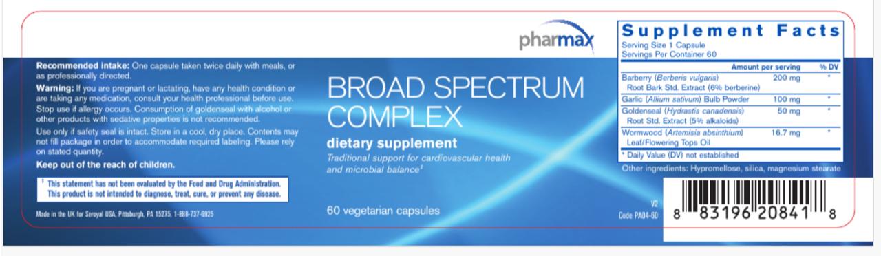 Broad Spectrum Complex (60 Capsules)-Vitamins & Supplements-Pharmax-Pine Street Clinic