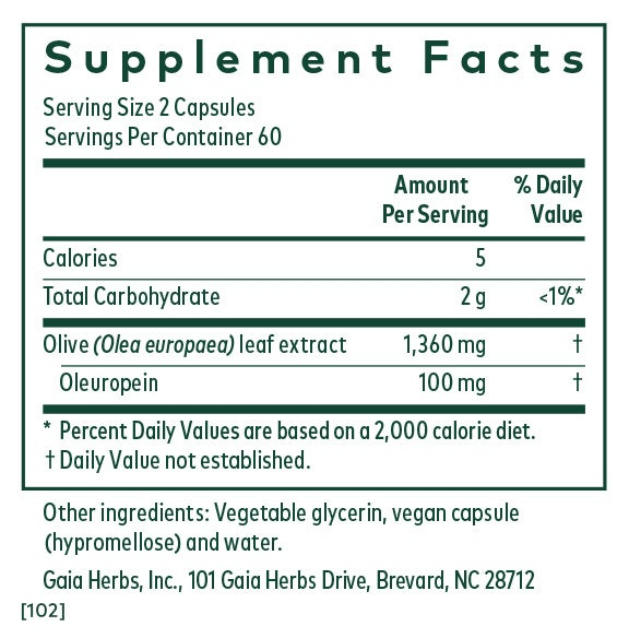 Olive Leaf 1360                      (120 Capsules)