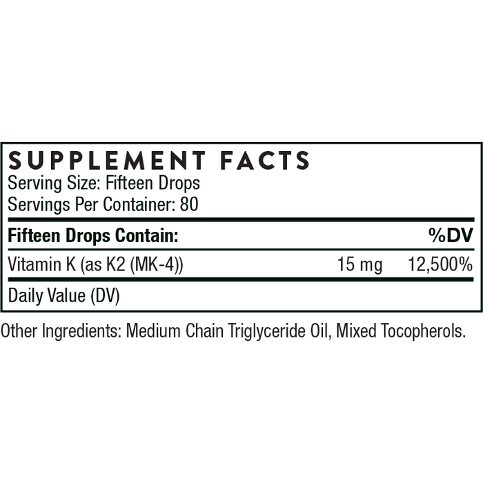 Vitamin K2 (Liquid) (1 Fluid Ounce)-Vitamins & Supplements-Thorne-Pine Street Clinic