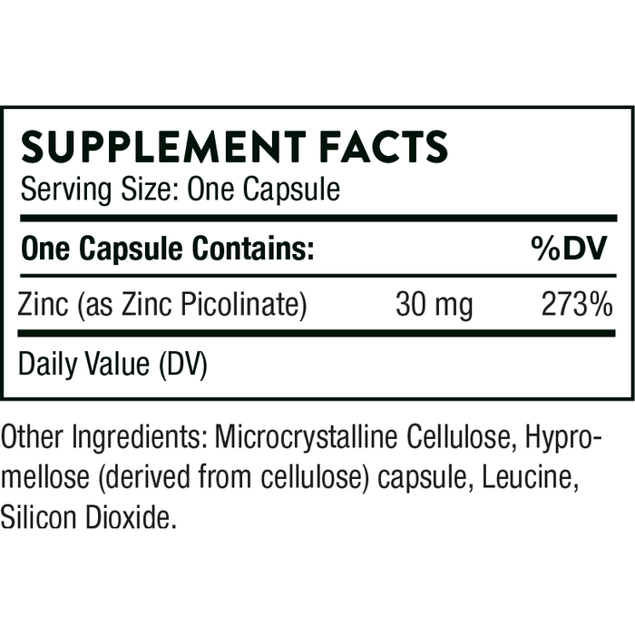 Zinc Picolinate (30 mg)-Vitamins & Supplements-Thorne-60 Capsules (NSF Certified for Sport)-Pine Street Clinic