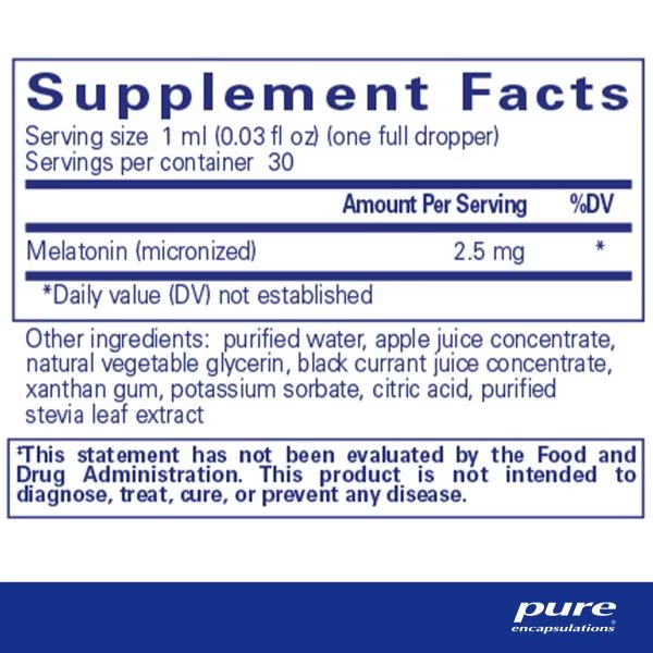 Melatonin Liquid (30 ml)-Vitamins & Supplements-Pure Encapsulations-Pine Street Clinic