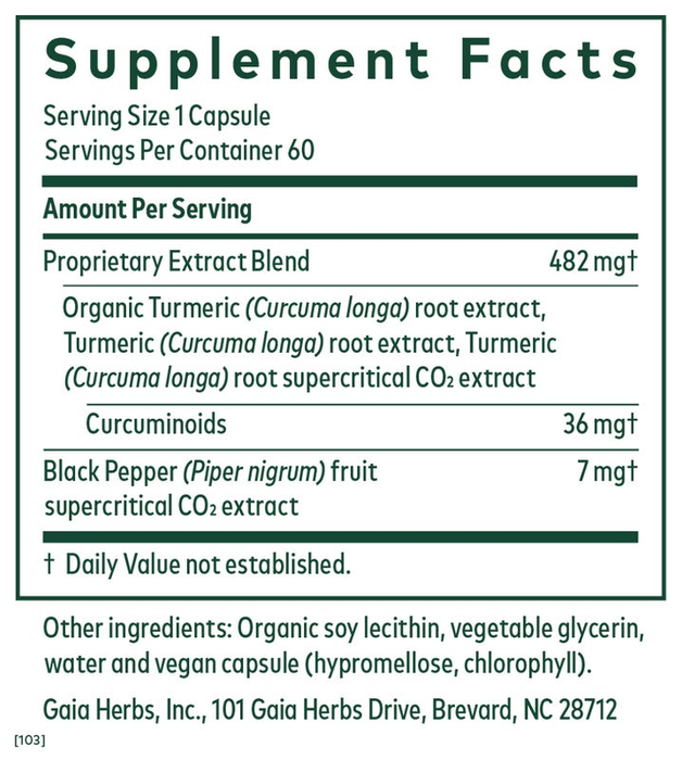 Curcuma Supreme NK-kB Formula (formerly Curcuma NF-kB: Turmeric Supreme)-Vitamins & Supplements-Gaia PRO-60 Capsules-Pine Street Clinic
