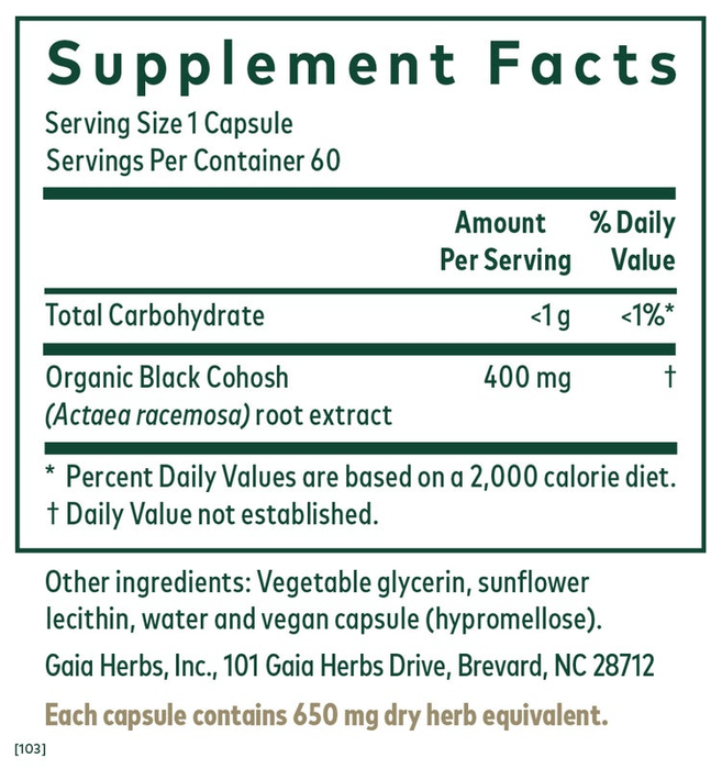 Black Cohosh (60 Capsules)-Vitamins & Supplements-Gaia PRO-Pine Street Clinic