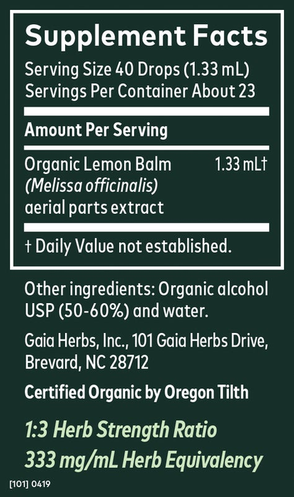 Lemon Balm (1 oz)-Vitamins & Supplements-Gaia PRO-Pine Street Clinic