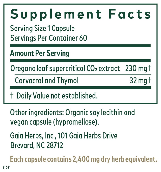 Oil Of Oregano (60 Capsules)-Vitamins & Supplements-Gaia PRO-Pine Street Clinic