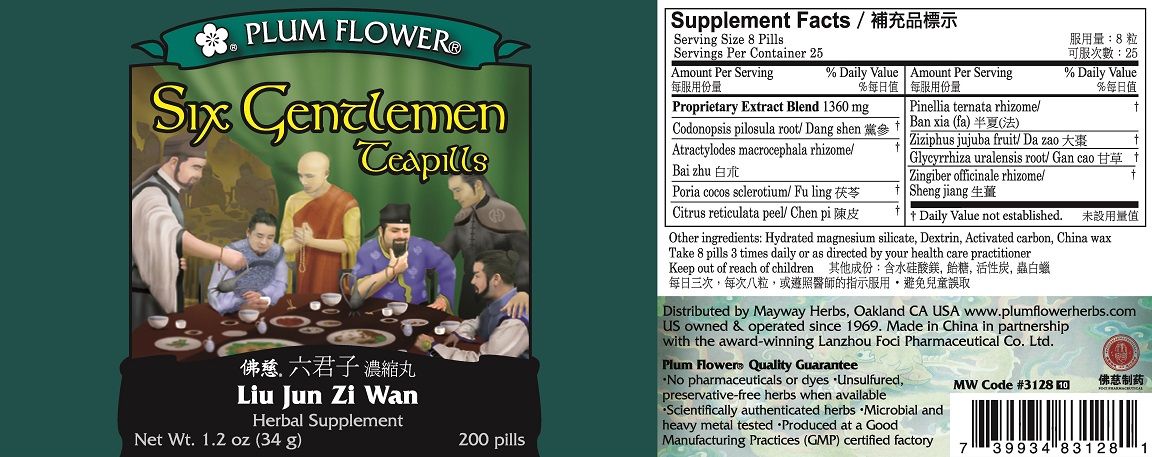 Liu Jun Zi Wan (Six Gentlemen Teapills) (200 Pills)-Vitamins & Supplements-Plum Flower-Pine Street Clinic